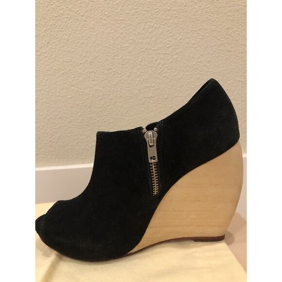 Loeffler Randall Womenz Deena Wedges Black Suede Size 6.5 Retail At $298 - Picture 4 of 7